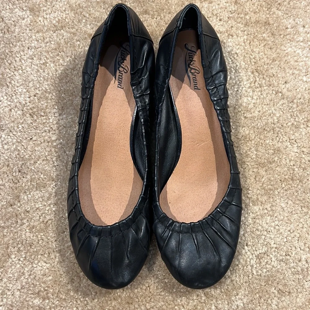 Lucky Brand Black Leather Wedges 9